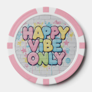 Lot De Jeton De Poker Brique avec texte coloré disant « Happy Vibe Only