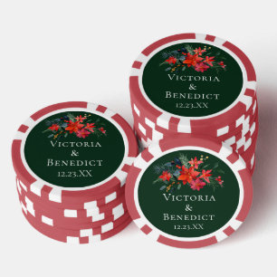 Lot De Jeton De Poker Cadeau de mariage floral de Noël au poinsettia ver