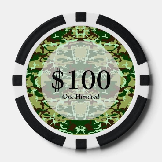 Lot De Jeton De Poker Camo vert (Recto)