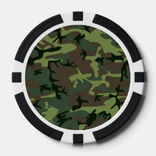 Lot De Jeton De Poker Camouflage Camo Green Brown Pattern