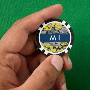 Lot De Jeton De Poker Camouflage jaune et gris Votre nom Personnalisez