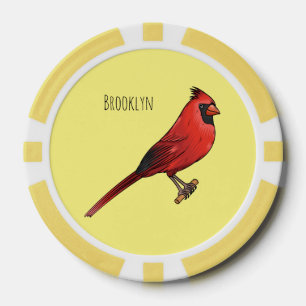 Lot De Jeton De Poker Cardinal du Nord dessin animé d'oiseau