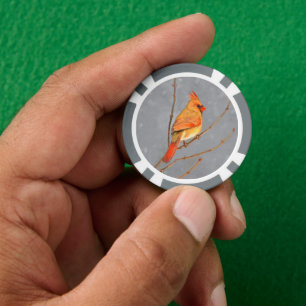 Lot De Jeton De Poker Cardinal sur la peinture de branche - Art original