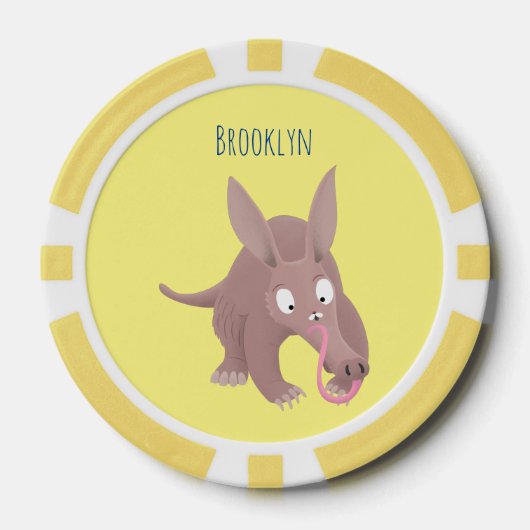 Lot De Jeton De Poker Caricature amusante de Aardvark (Recto)