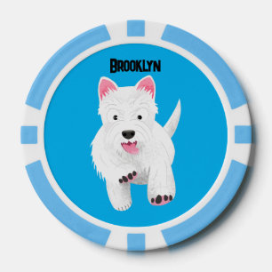 Lot De Jeton De Poker Caricature blanche de terrier de l'ouest