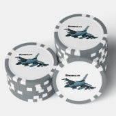 Lot De Jeton De Poker Caricature d'avion de chasse militaire (Empiler)