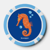 Lot De Jeton De Poker Caricature de bulles d'hippocampe orange (Verso)