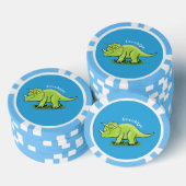 Lot De Jeton De Poker Caricature de dinosaure de triceratops vert mignon (Empiler)