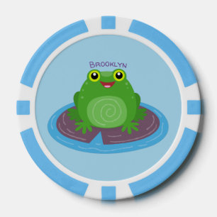 Lot De Jeton De Poker Caricature de grenouille verte mignonne