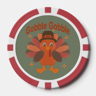 Lot De Jeton De Poker Caricature de Turquie Thanksgiving - "Gobble Gobbl