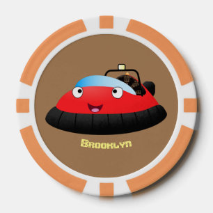 Lot De Jeton De Poker Caricature d'hovercraft rouge joyeux