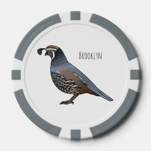 Lot De Jeton De Poker Caricature d'oiseau de caille de Californie