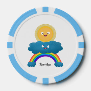 Lot De Jeton De Poker Caricature en arc-en-ciel du joyeux nuage de solei