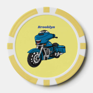 Lot De Jeton De Poker Caricature joyeux bleu moto