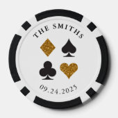 Lot De Jeton De Poker Carte Parties scintillant Or Convient Mariage Date (Verso)