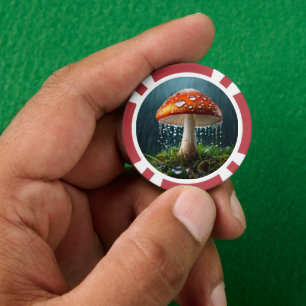 Lot De Jeton De Poker Champignons solitaires dans une forte pluie