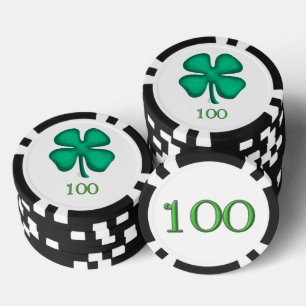 Lot De Jeton De Poker Chance 4 Leaf Irish Clover bl 100 bande puce de po