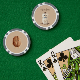 Lot De Jeton De Poker Chat Blanc Amateur de Café Crème Arc Bleu Haricot