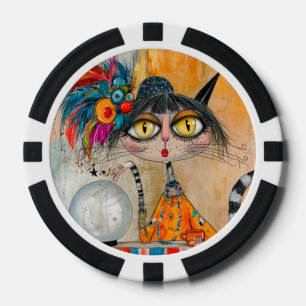Lot De Jeton De Poker Chat diseuse de bonne aventure mystique fantaisist