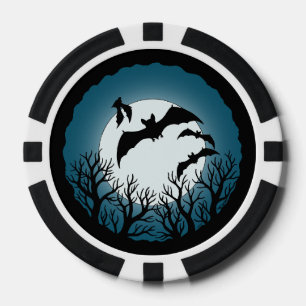 Lot De Jeton De Poker Chauves-souris et arbres contre la lune
