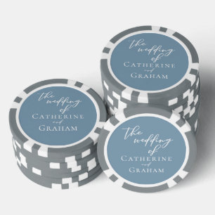 Lot De Jeton De Poker Chic Dusty Mariage bleu personnalisé