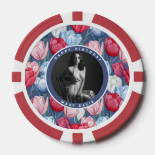 Lot De Jeton De Poker Chic Tulipe Floral Printemps Anniversaire