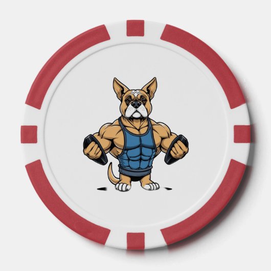 Lot De Jeton De Poker Chien Bodybuilder (Recto)