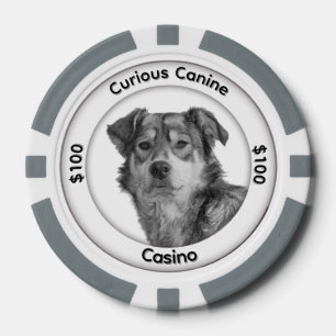Lot De Jeton De Poker Chien de race mixte monochrome trois zones de text