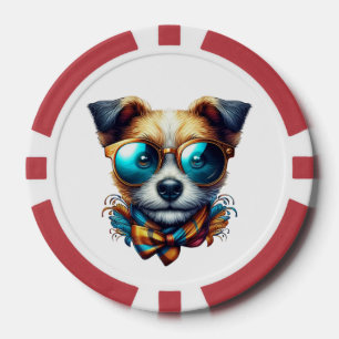 Lot De Jeton De Poker Chien Élégant Avec Des Lunettes Art De Compagnie M