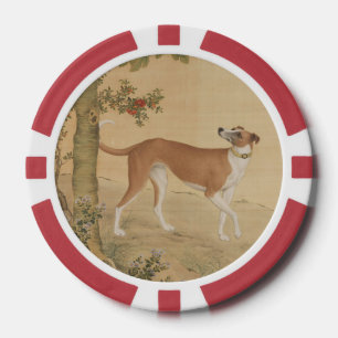 Lot De Jeton De Poker Chien Lévrier Chinois Vintage et Art de l'Oiseau