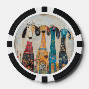 Lot De Jeton De Poker Chiens Fous Longs et Minces