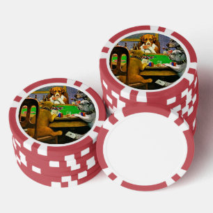 Lot De Jeton De Poker Chiens Jouant au Poker
