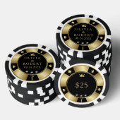 Lot De Jeton De Poker Chiffres de poker mariage noir et or (Empiler)