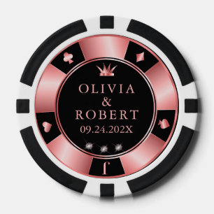 Lot De Jeton De Poker Chiffres de poker mariage noir et rose