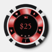 Lot De Jeton De Poker Chiffres de poker mariage noir et rouge (Verso)