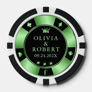 Lot De Jeton De Poker Chiffres de poker mariage noir et vert