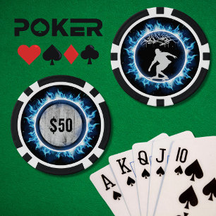 Lot De Jeton De Poker Chip de jeu de patinage bleu électrique