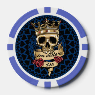 Lot De Jeton De Poker Chip de poker crâne et Rose - 10 $