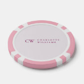 Lot De Jeton De Poker Chip de poker initial rose Personnalisé Monogramme (Simple)