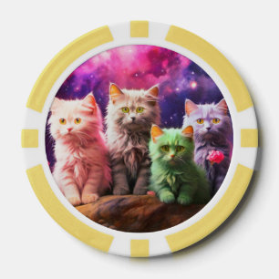 Lot De Jeton De Poker Chips de poche Lucky pour Amoureux de les chats