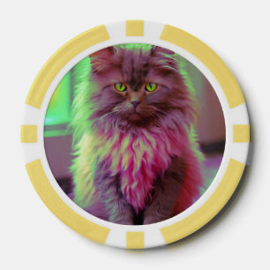 Lot De Jeton De Poker Chips de poche Lucky pour Amoureux de les chats