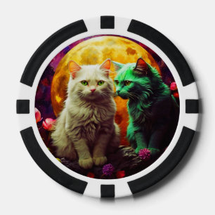 Lot De Jeton De Poker Chips de poche Lucky pour Amoureux de les chats