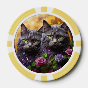 Lot De Jeton De Poker Chips de poche Lucky pour Amoureux de les chats