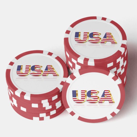 Lot De Jeton De Poker Chips de Poker American Flag USA (Empiler)