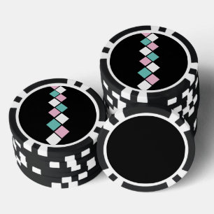 Lot De Jeton De Poker Chips de Poker Arlequin (Noir, Aqua & Rose)