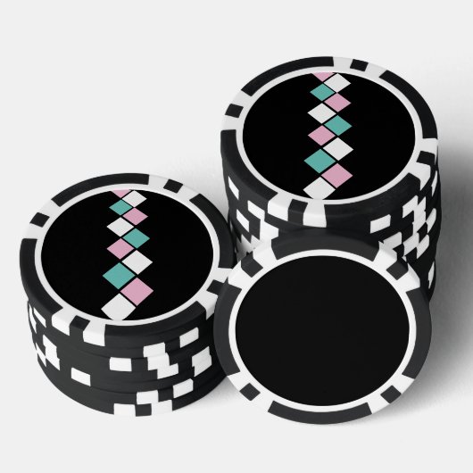 Lot De Jeton De Poker Chips de Poker Arlequin (Noir, Aqua & Rose) (Empiler)
