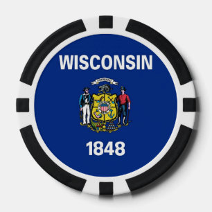 Lot De Jeton De Poker Chips de poker avec Drapeau du Wisconsin