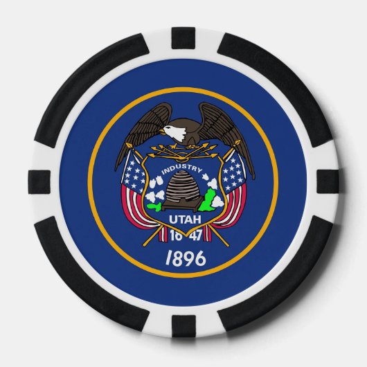 Lot De Jeton De Poker Chips de poker avec le drapeau de l'Utah (Recto)