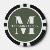 Lot De Jeton De Poker Chips de poker de famille Monogramme vert moderne (Recto)