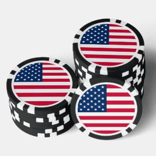 Lot De Jeton De Poker Chips de Poker Drapeau USA